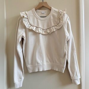 Clare V. Cream ruffle sweatshirt EUC